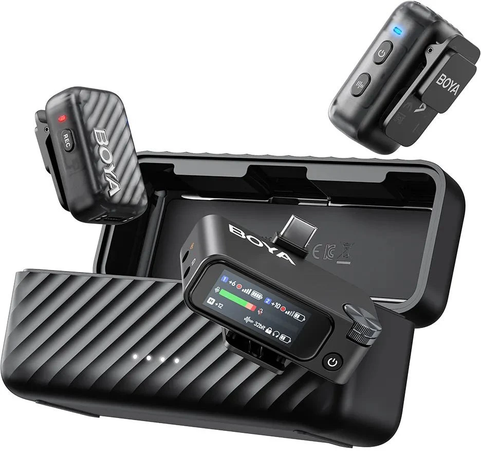 BOYA BOYAMIC 2-02 belaidžiai mikrofonai 2.4 GHz USB-C - Juodas