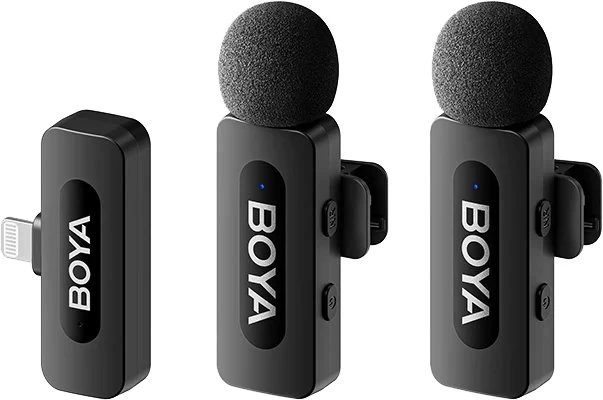 BOYA belaidis mikrofonas BY-V2 V2.0 2.4GHz su 2 siųstuvais ir 1 imtuvu (Lightning) Juodas EU
