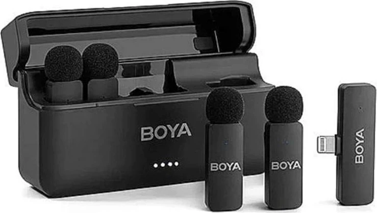 BOYA belaidis mikrofonas BY-V4 2.4GHz su 4 siųstuvais ir 1 imtuvu (Lightning) Juodas EU
