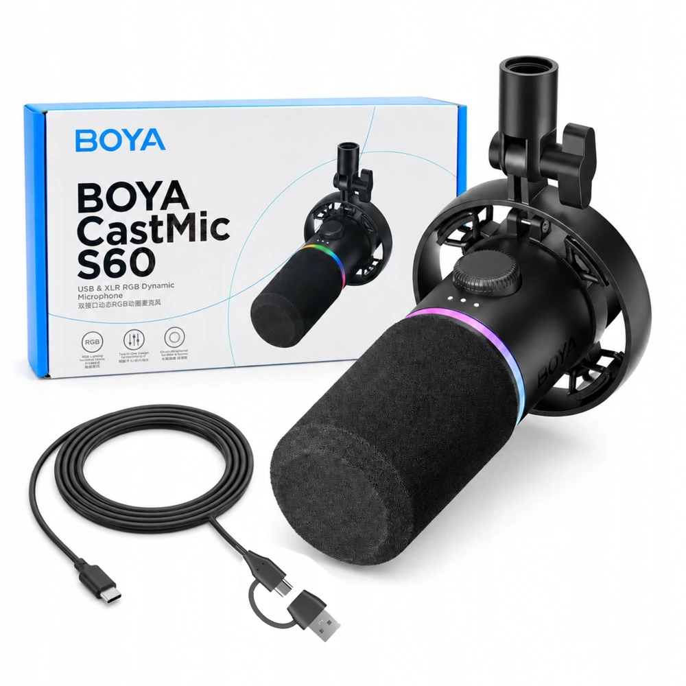 BOYA CastMic S60 laidinis dinaminis žaidimų mikrofonas USB XLR - Juodas