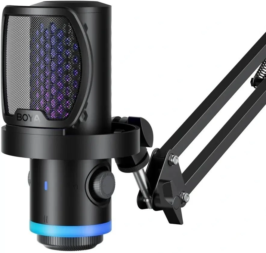 BOYA CastMic G40B laidinis žaidimų mikrofonas su laikikliu, USB-C - Juodas