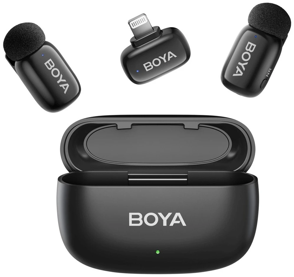 Mikrofony BOYA mini 2-01 belaidės 2.4GHz USB-C - juoda