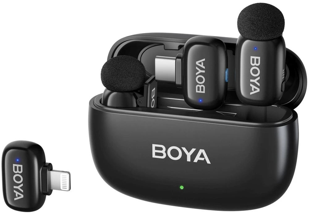 Mikrofony BOYA mini 2-01 belaidės 2.4GHz USB-C - juoda