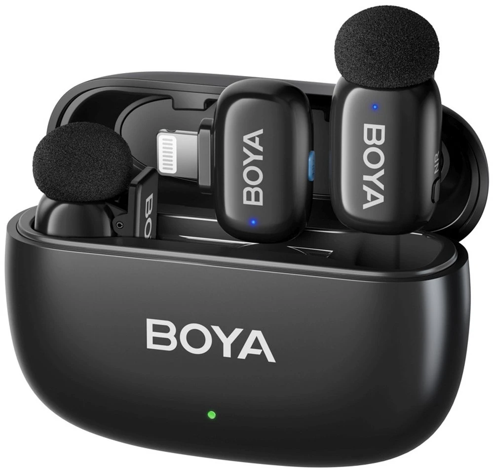 Mikrofony BOYA mini 2-01 belaidės 2.4GHz USB-C - juoda
