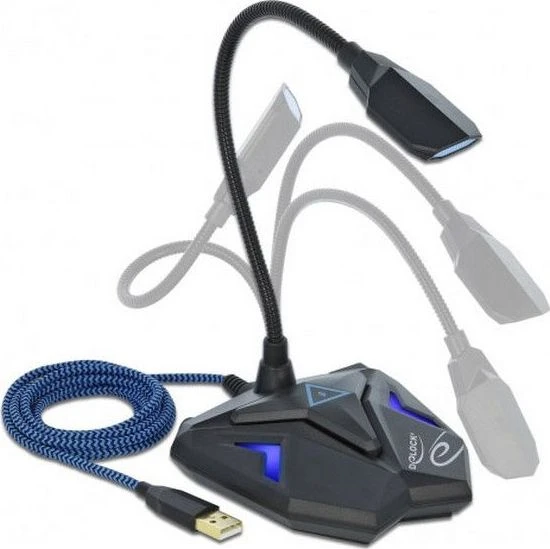 Delock Desktop USB Gaming Mikrofonas mit Schwanenhals und Mute Button