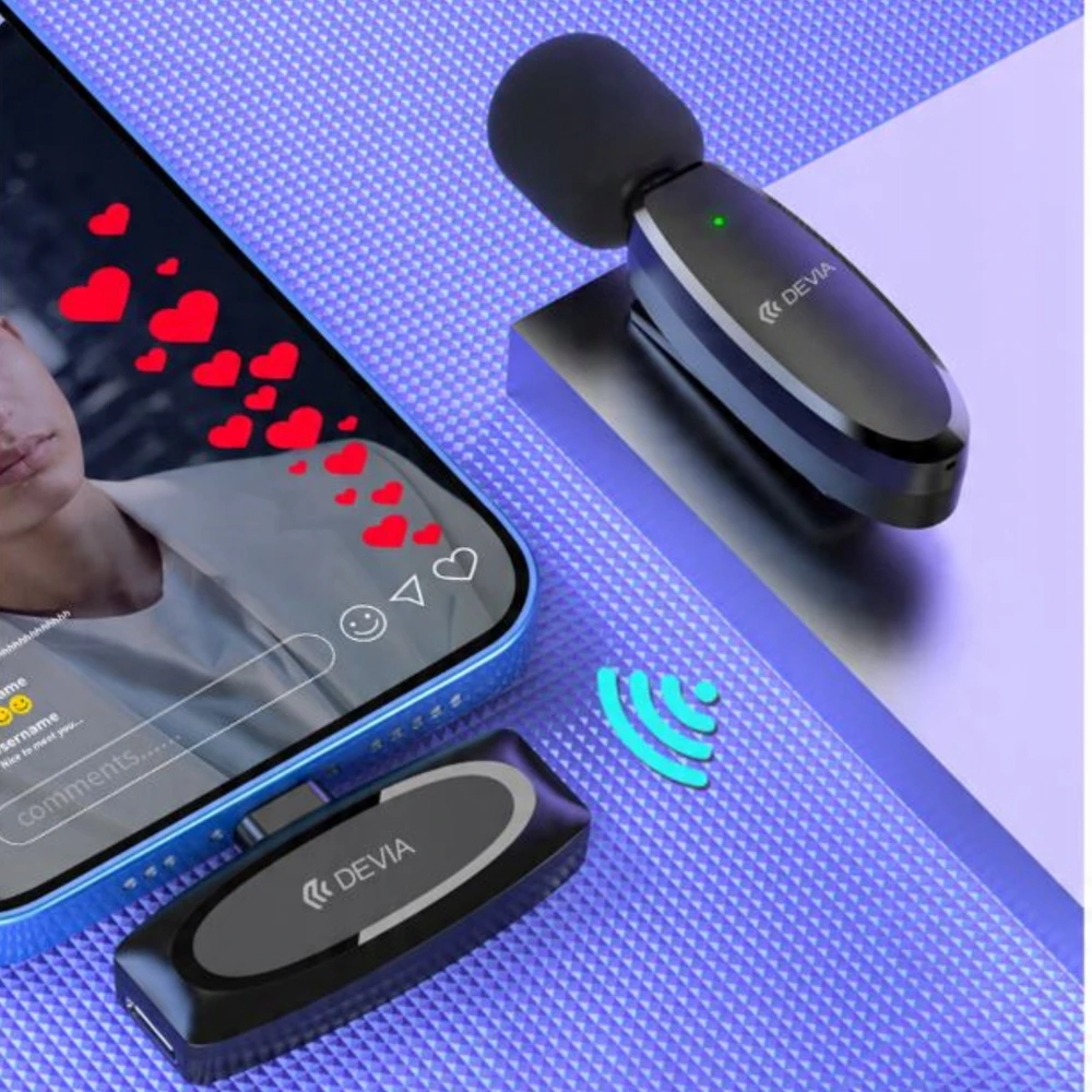 Devia mikrofonas išmaniesiems telefonams Kintone USB-C juodas