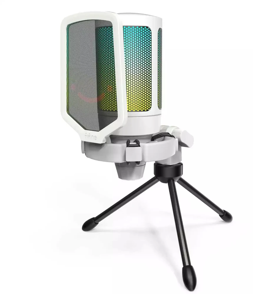 Fifine Microphone Fifine A6V AMPLIGAME RGB mikrofon pojemnościowy studyjny balta