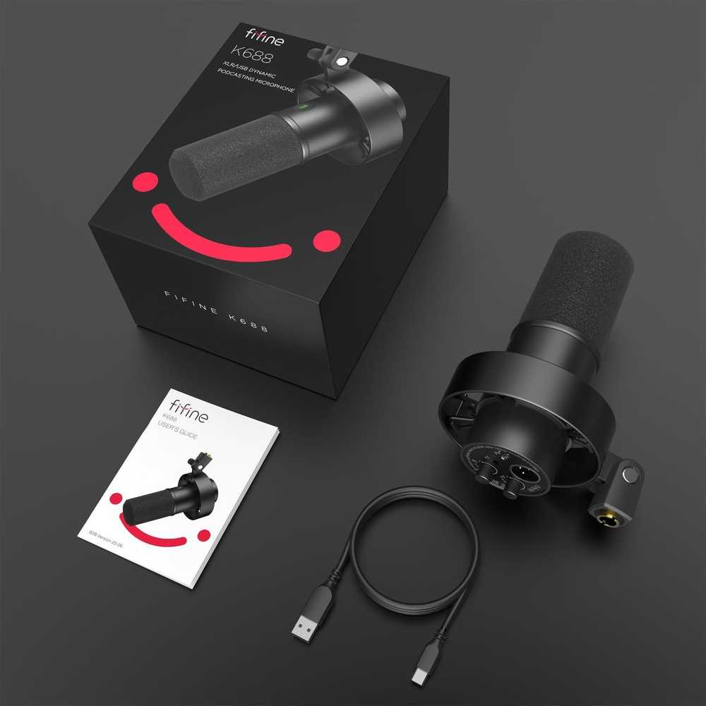 FIFINE K688 laidinis dinaminis mikrofonas | USB/XLR