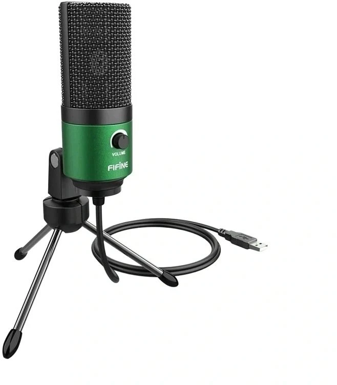 FIFINE K669G žalias kondensatorinis mikrofonas | USB