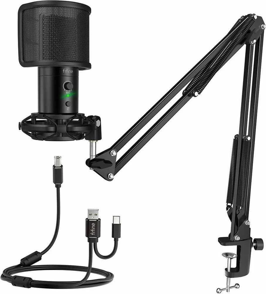 Fifine Technology FIFINE T683 Juodas (Juodas) Kondensatorinio Mikrofono Komplektas