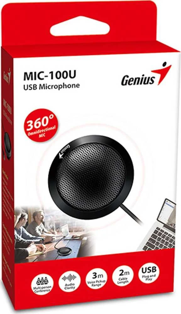 Genius konferencinis mikrofonas MIC-100U juodas, USB