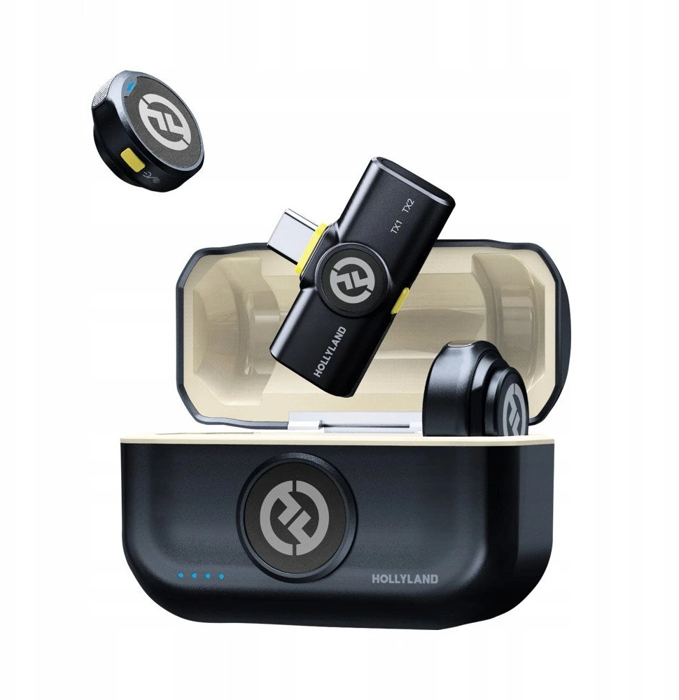 HOLLYLAND LARK M2 USB-C – BELAIDIS LAVALIER MIKROFONAS SU USB jungtimi (DUO, SHINE CHARCOAL)