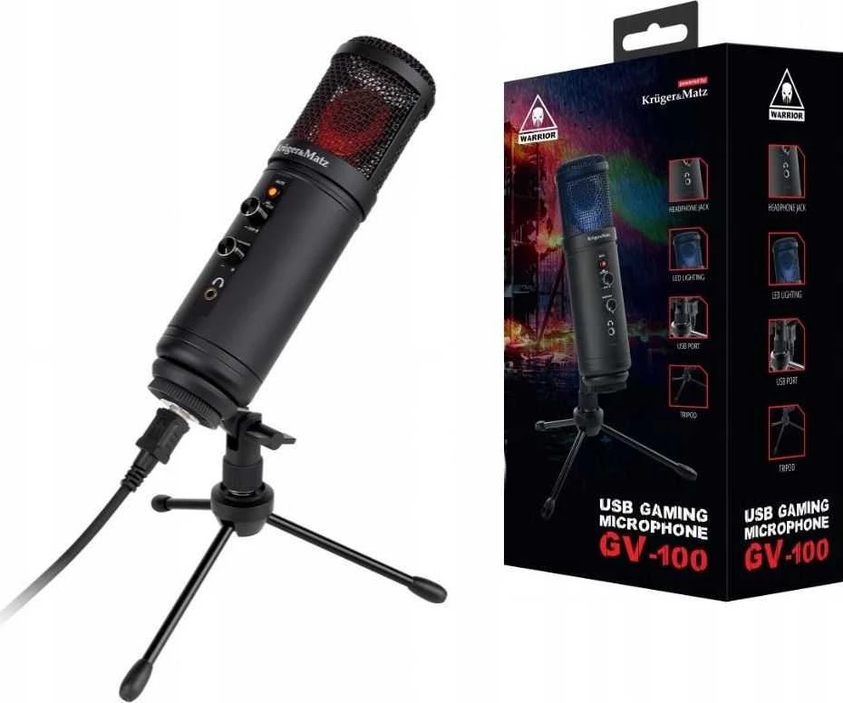 Kruger & Matz Warrior GV-100 USB žaidimų / vlogger mikrofonas