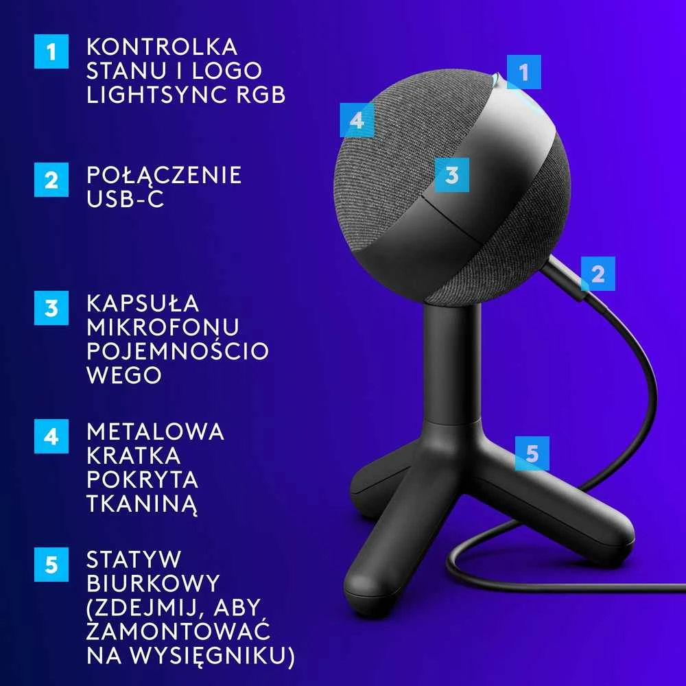 Logitech G Yeti Orb Juodas (Juodas) Kondensatorinis Mikrofonas