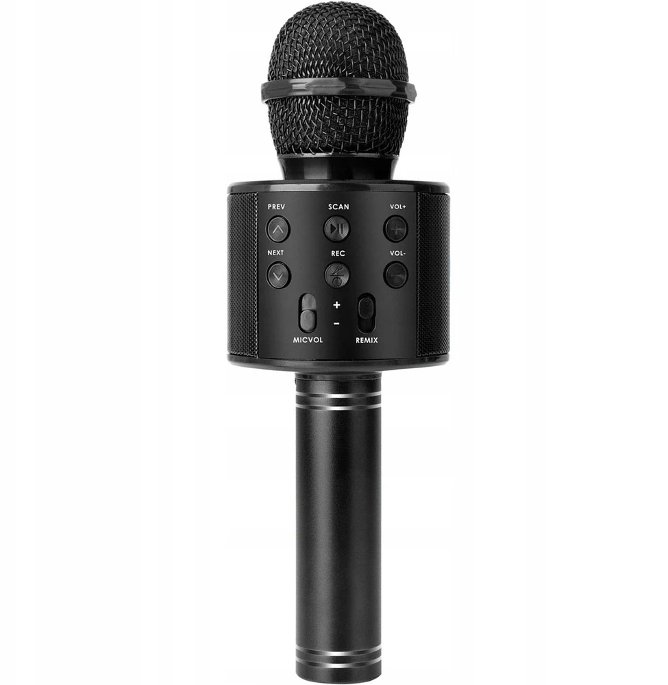 Mikrofonas Maxy Mikrofonas karaoke su głośnikiem pašvietimas RGB juoda