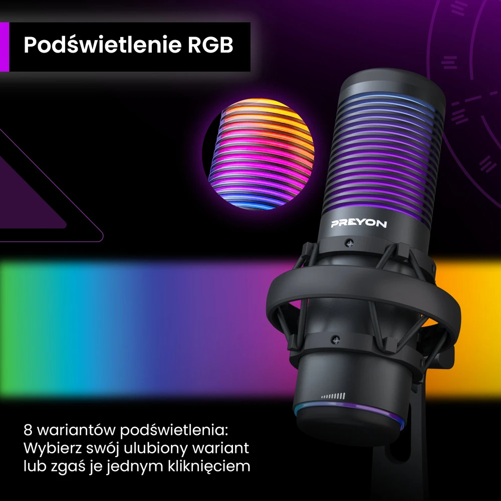 Mikrofonas PREYON Osprey Scream RGB (POS43B)