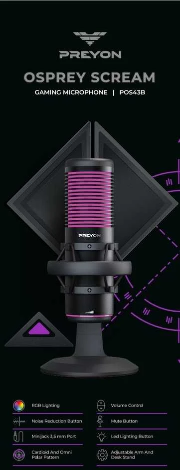 Mikrofonai „Preyon Osprey Screen RGB“ (POS43B)