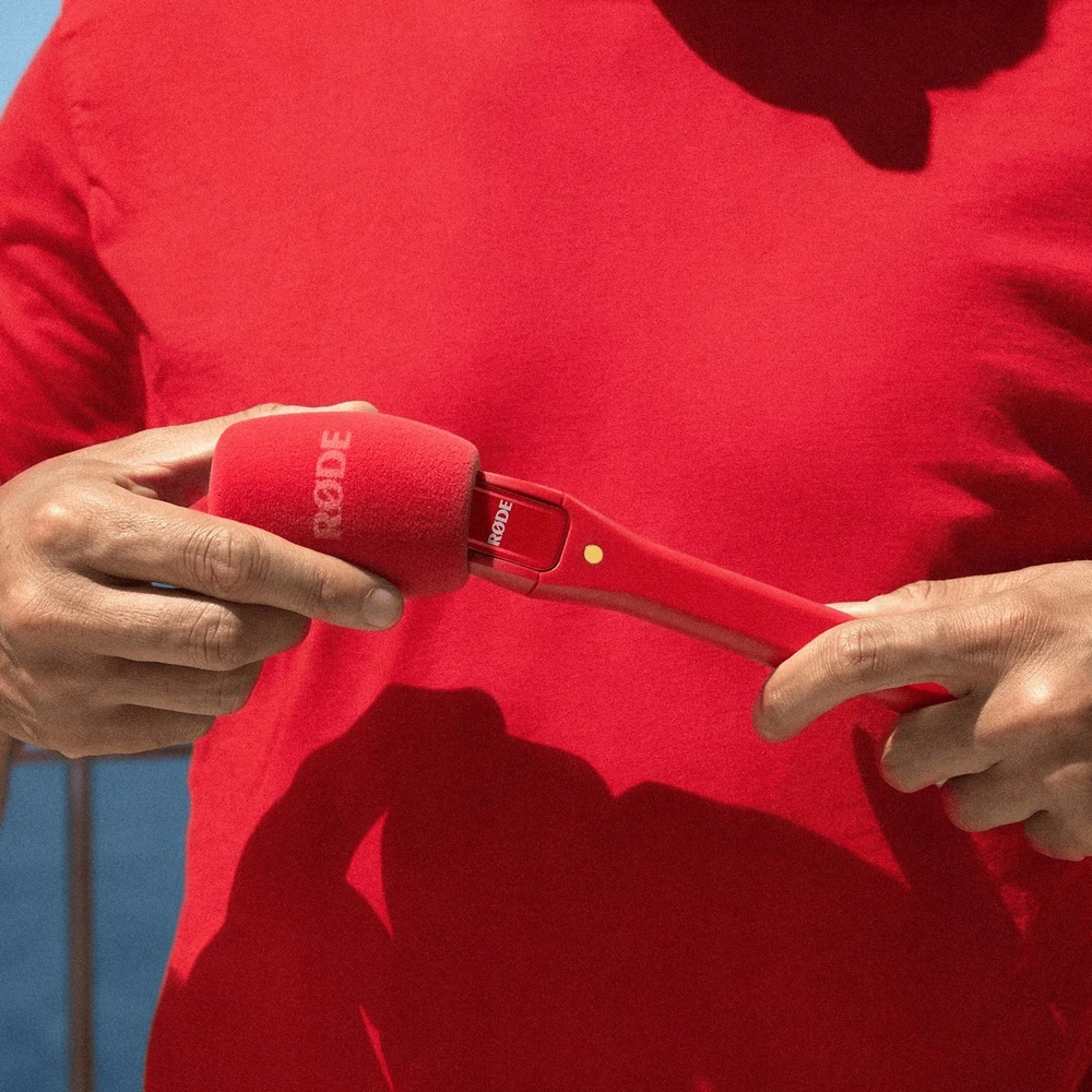 „Rode Microphones Interview Micro“, mikrofonas – raudonas, rankinis adapteris „Rode Wireless Sendemodule“