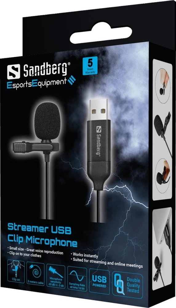 Sandberg Streamer USB klipas mikrofonas