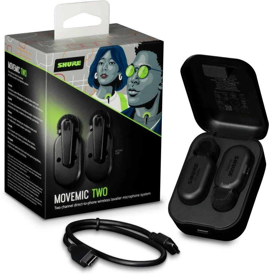 „Shure“ | „MoveMic“ dviejų kanalų belaidžiai prisegami mikrofonai | „Bluetooth“ | Triukšmo mažinimas