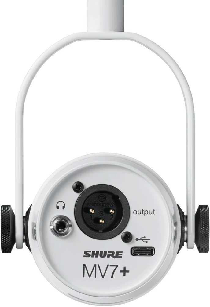 Shure MV7+-W - žodinis/balsinis mikrofonas su XLR/USB-C jungtimi, baltas