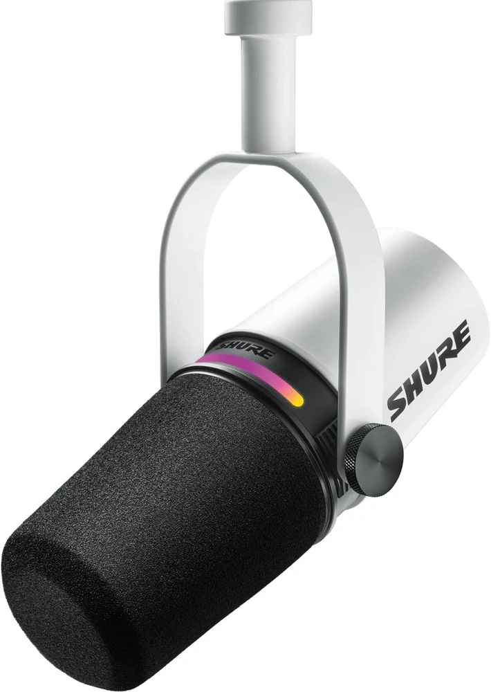 Shure MV7+-W - žodinis/balsinis mikrofonas su XLR/USB-C jungtimi, baltas
