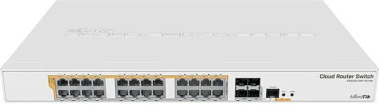 MikroTik | CRS328-24P-4S+RM Gigabit Ethernet POE/POE+ maršrutizatorius/jungiklis | Tvarkoma L3 | Montuojamas ant stovo | Gigabit Ethernet (vario) jungtys kiekis 24x 1GbE | SFP+ jungtys kiekis 4x SFP+ | PoE/Poe+ jungtys kiekis 24 | Maitinimo tipas Vienvietis | 12 mėn.
