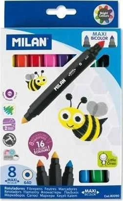 Milan Bicolor flomasteriai 8 vnt - 16 spalvų MILAN