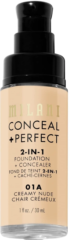 Milani „Conceal + Perfect Matte“ skystas makiažo pagrindas ir kaukė 2-in-1, 01A Creamy Nude, 30 ml