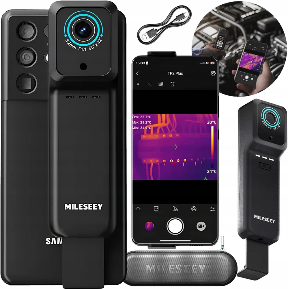 Termovizinė Kamera - Mileseey TP2 Plus Wi-Fi, Daugiazonis Matavimas, 4 Vaizdavimo Režimai, Juoda
