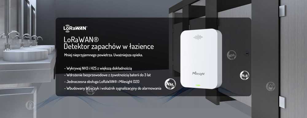 MILESIGHT IoT vonios kvapo detektorius LoRaWAN NH3 H2S