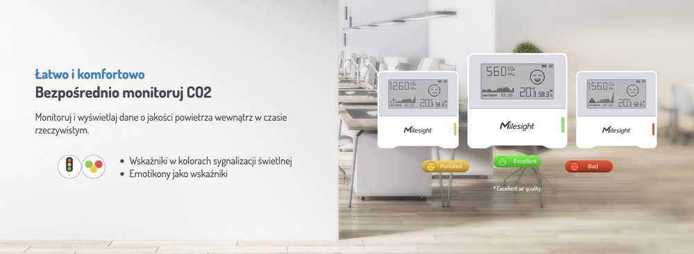 „Milesight AM103L LoRaWAN 3-in-1“ oro kokybės jutiklis matuoja: temperatūrą, drėgmę, CO2, kompaktišką dydį, bateriją.