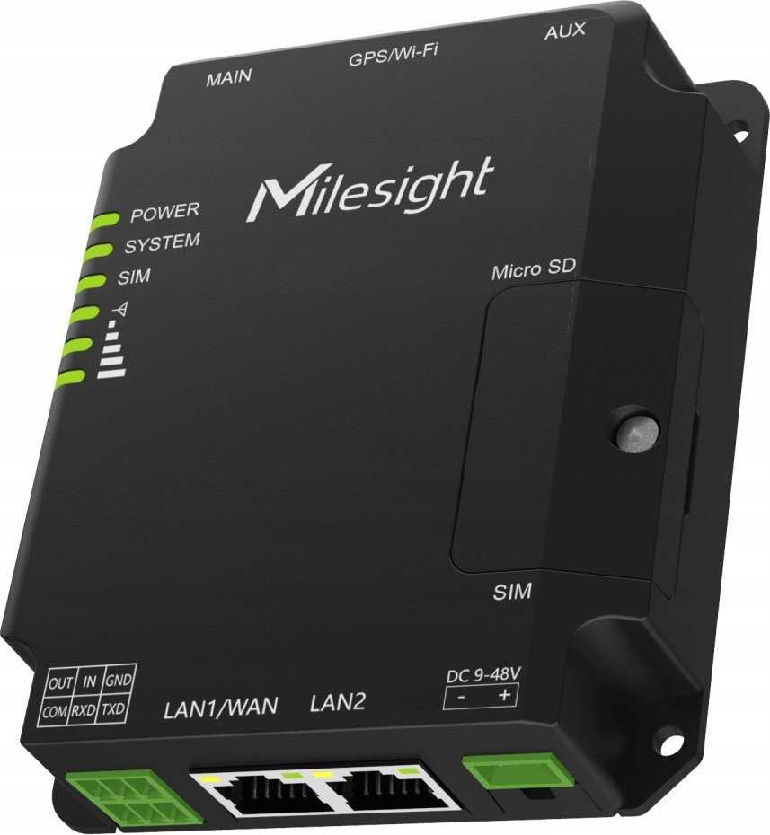 MILESIGHT Milesight UR32 Pramoninis maršrutizatorius LTE su WiFi 2 * 10/100Mbps Aliumininis korpusas Dual SIM RS232 RS485 DI DO TCP UDP Modbus MQTT