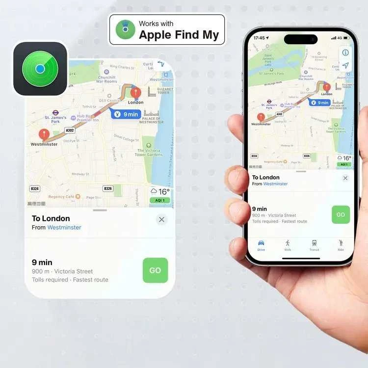 MiLi GPS Bluetooth MiLock Tracker HD-P16-L (tik Apple) bagažo užraktas juodos spalvos
