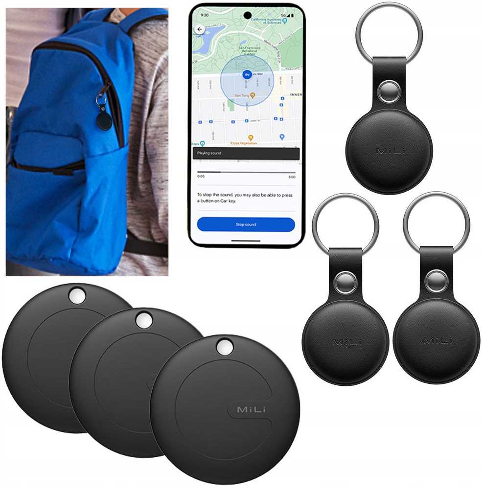 MILI MiTag APL juoda + juoda etui 3 vnt.