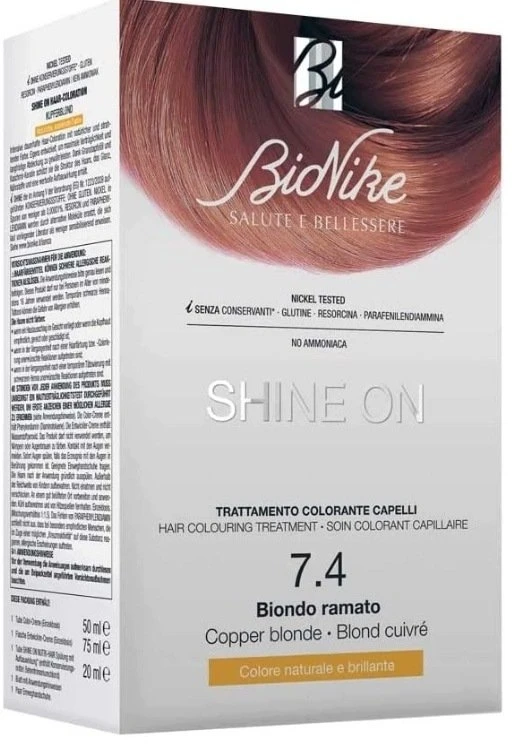 BioNike Shine On Permanent Hair Dye 7.4 Copper Skirtas šviesiems plaukams, 145 ml