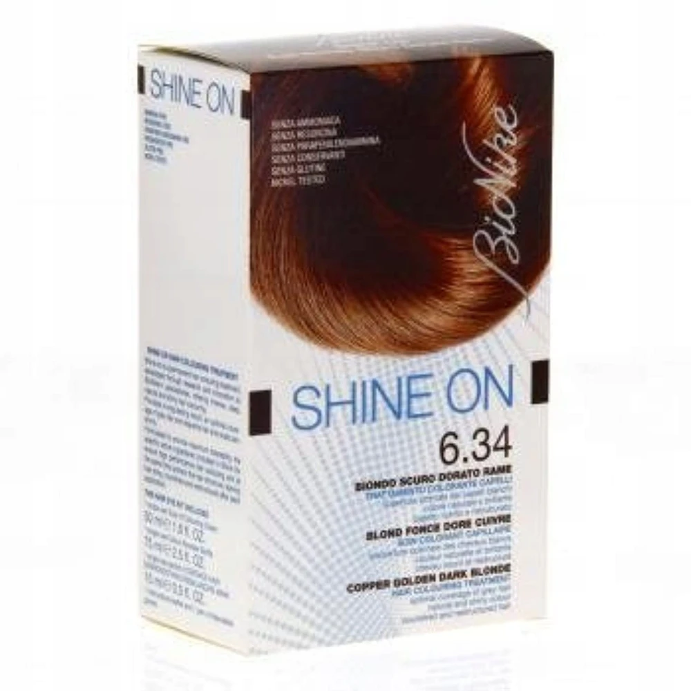 BioNike Shine On Permanent Hair Dye 6.34 Dark Copper Golden Blond, 145 ml