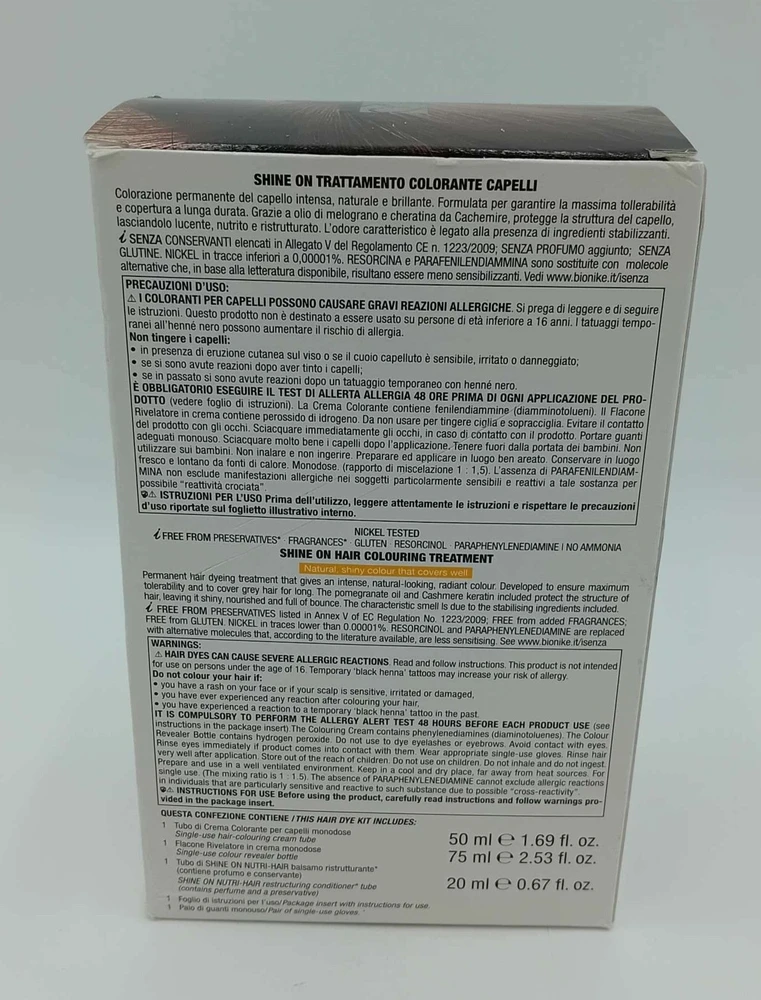 BioNike Shine On Permanent Hair Dye 7.4 Copper Skirtas šviesiems plaukams, 145 ml