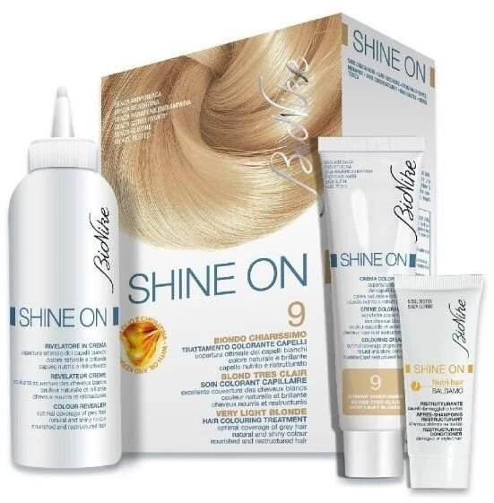 BioNike Shine On Permanent Hair Dye 9 Very Light Skirtas šviesiems plaukams, 145 ml