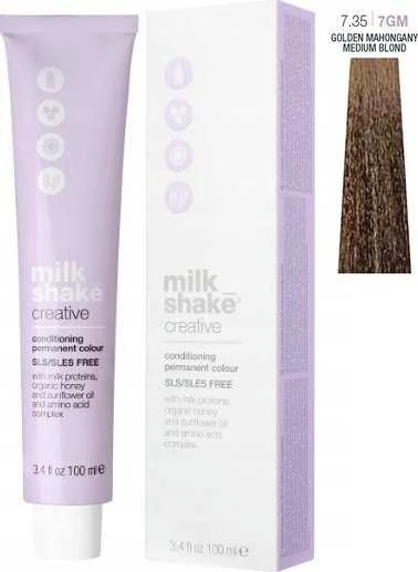 Milk Shake Pieno kokteilis Milk_Shake Creative Permanent Color 7.35 Auksinis raudonmedis, 100 ml