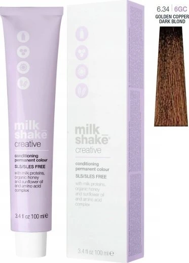 Milk Shake Milk_Shake Creative Permanent Color 6.34 Copper Golden Dark Skirtas šviesiems plaukams, 100 ml