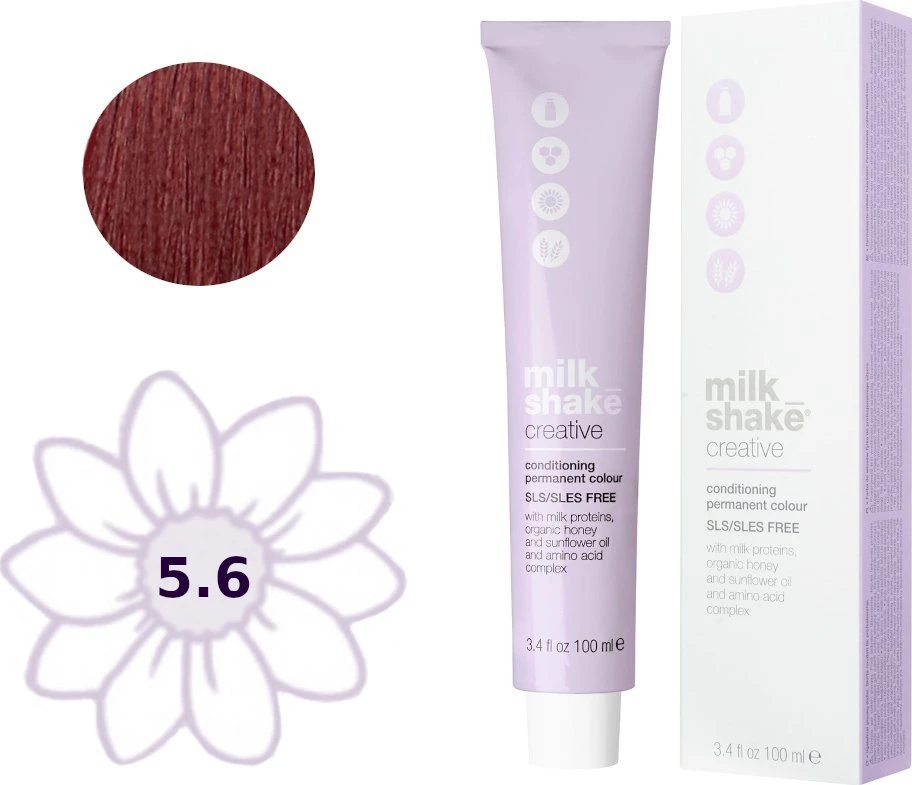 Milk Shake Milk_Shake New Creative Permanent Color 5.6 Castano Chiaro Rosso, 100 ml