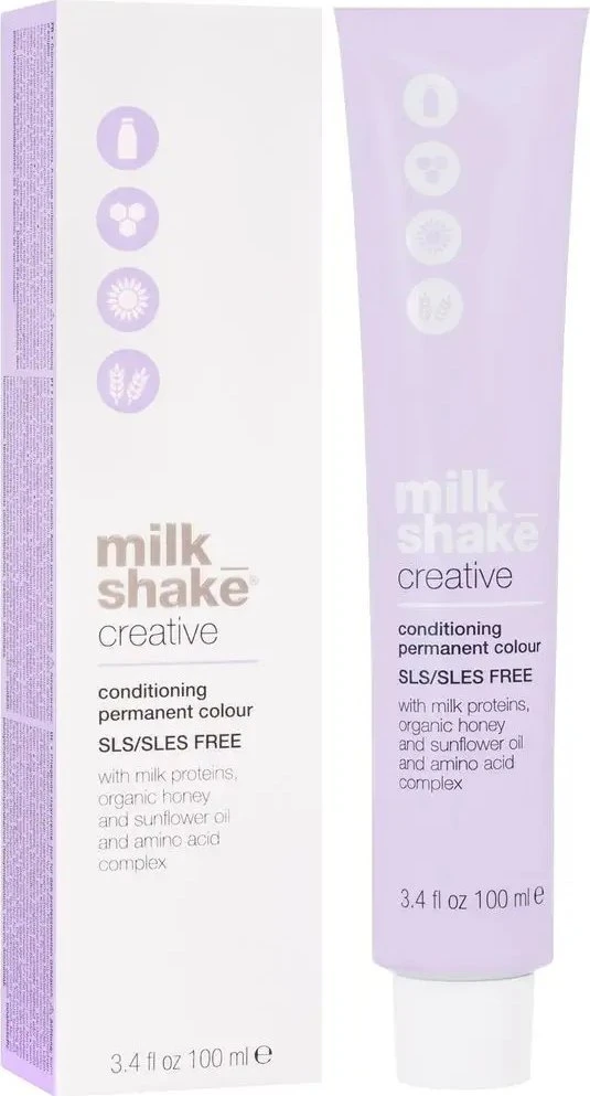 „Milk Shake Creative“ ilgalaikiai plaukų dažai be SLS/SLES, 6.546MC, tamsiai blondinė vario raudonmedžio spalva, 100 ml