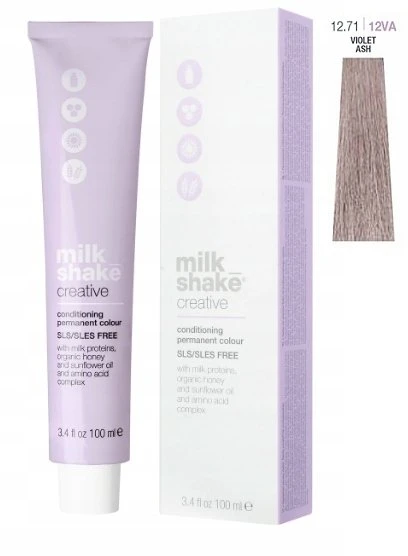 „Milk Shake Creative“ ilgalaikiai plaukų dažai be SLS/SLES 12.7112VA violetinė pelenų spalva, 100 ml