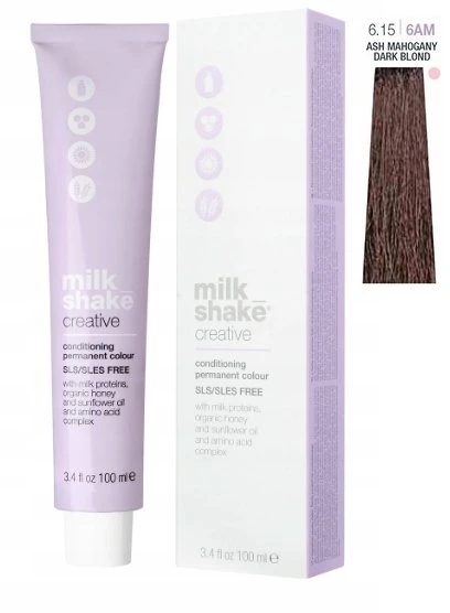 Milk Shake Milk_Shake Creative SLS/SLES Free Permanent Color ilgalaikiai plaukų dažai, atspalvis: 6.15 / 6AM Ash Mahogany Dark Blond, 100 ml