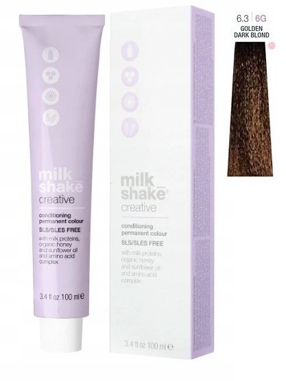 „Milk Shake“ „Milk_Shake“ kūrybiniai permanentiniai dažai 6.3 Auksinė tamsi blondinė, 100 ml