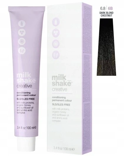„Milk Shake Creative“ ilgalaikiai plaukų dažai be SLS/SLES 6.86B Iroko, 100 ml