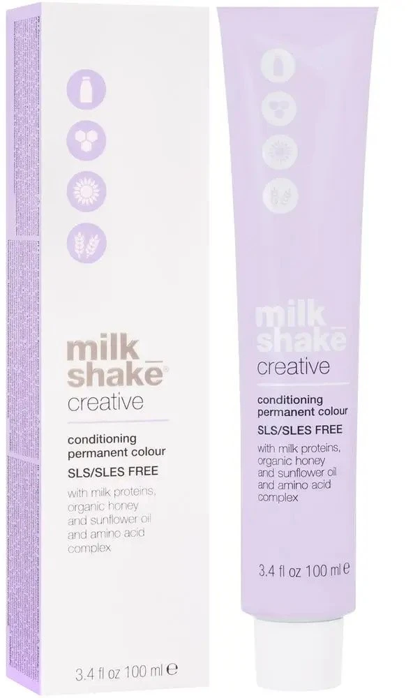 „Milk Shake Creative“ ilgalaikiai plaukų dažai be SLS/SLES, 8.1 pelenų šviesiai blondinė, 100 ml