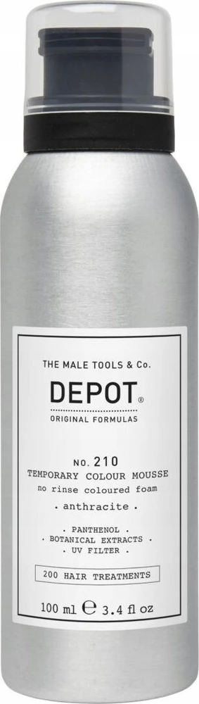 Depot 200 plaukų procedūros Nr. 210 Pantenolio plaukų dažai Nenuplaunamos putos Antracito spalvos, 100 ml