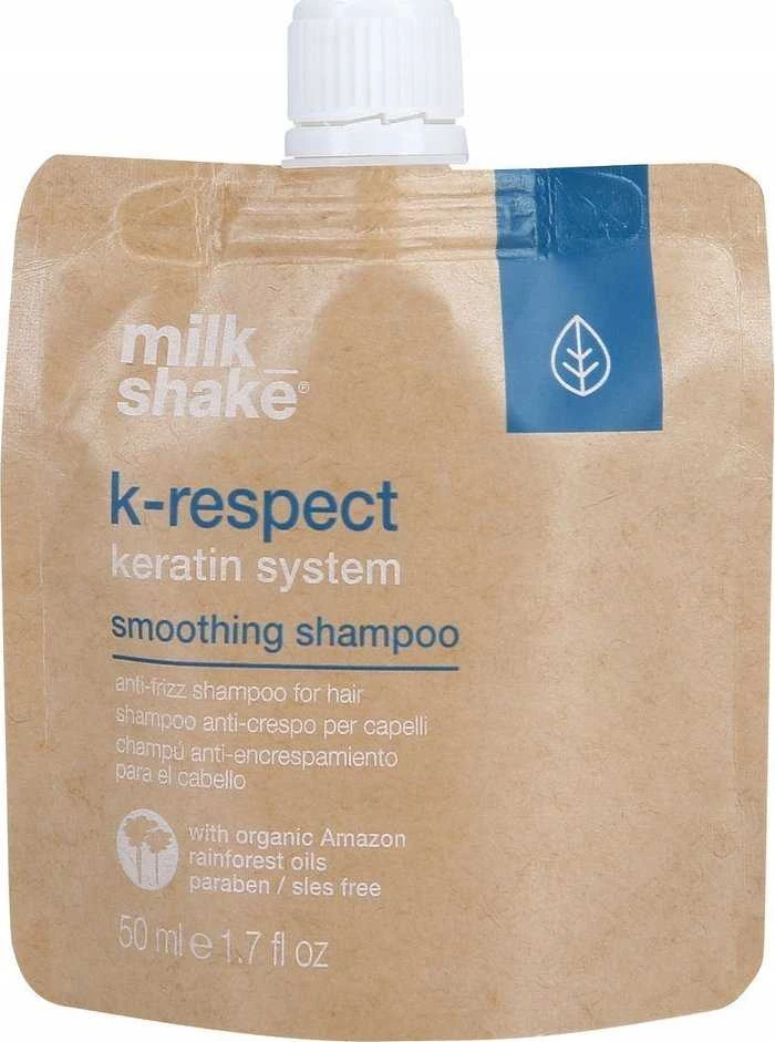 Milk Shake Pieno kokteilis K-Respect keratino plaukų šampūnas glotninimui, 50 ml